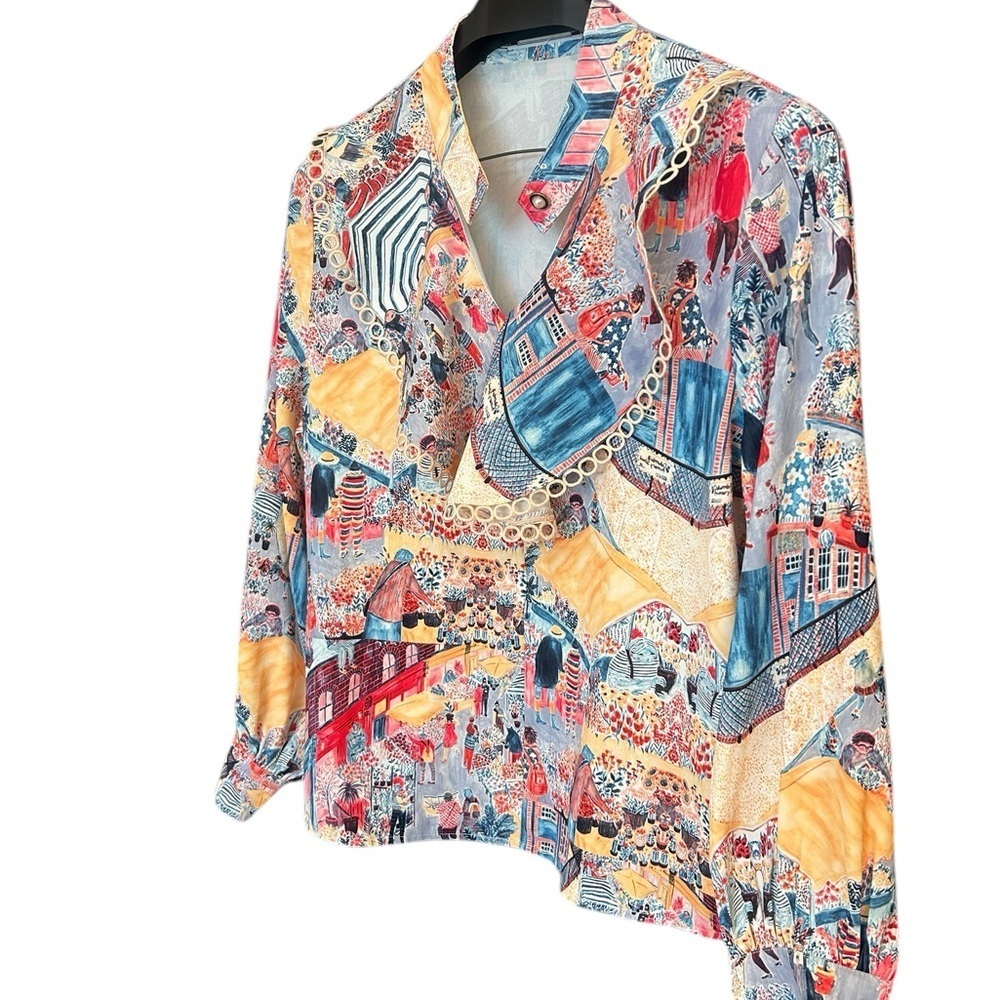 Lamoda M lace fringe detailed embellished buttons Multicolor Patterned Blouse